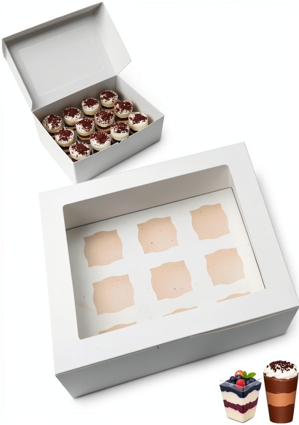 Dessert Shooter Boxes, 6-Pack, Holds 12 Count 5 oz Dessert Shooters, Food-Grade Carrier Containers-0