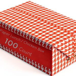 Restaurantware Paper Takeout Box 47 oz Red Houndstooth Rectangular-0