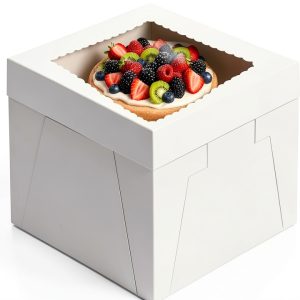 BOARDS+ 10 Inch Cake Boxes – Sturdy Cardboard, Clear Window, 25 Pack-0