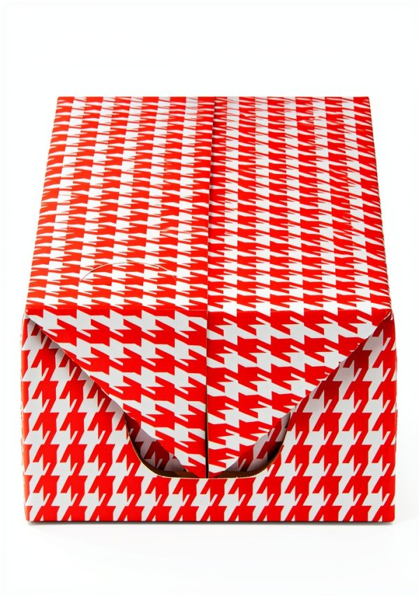 Restaurantware Paper Takeout Box 47 oz Red Houndstooth Rectangular-8