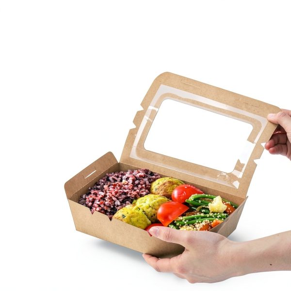 Take Out Food Containers 50 Pack Brown 40oz Box with Window by Cididu-5