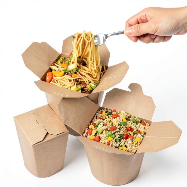 ZOENHOU 25 Pack 26oz Take Out Boxes Kraft Paper Microwaveable-4