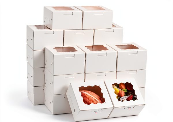 Cookie Boxes 50 Pack with Window White Bakery Box by YEEHONG 4x4x2.5in-0