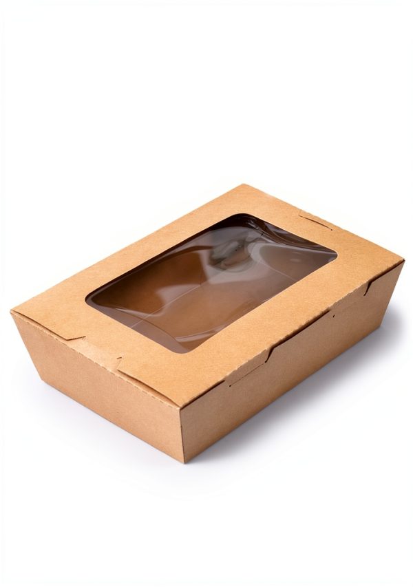 Take Out Food Containers 50 Pack Brown 40oz Box with Window by Cididu-3