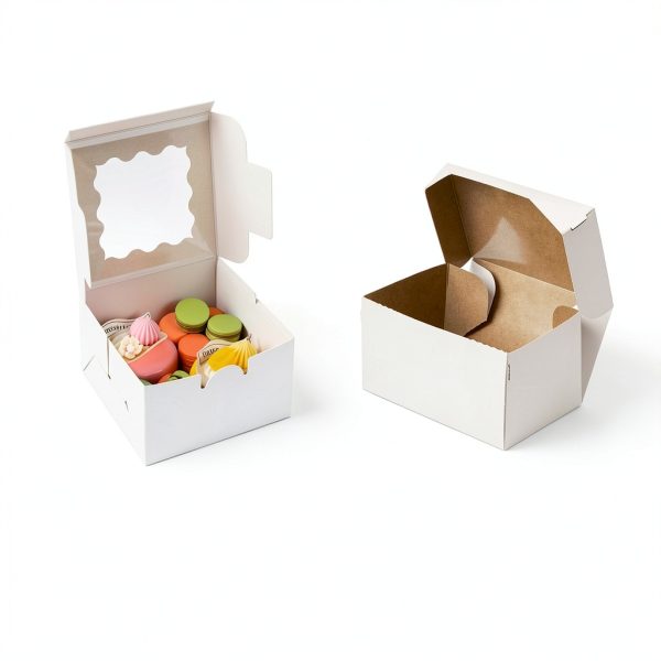Cookie Boxes 50 Pack with Window White Bakery Box by YEEHONG 4x4x2.5in-2