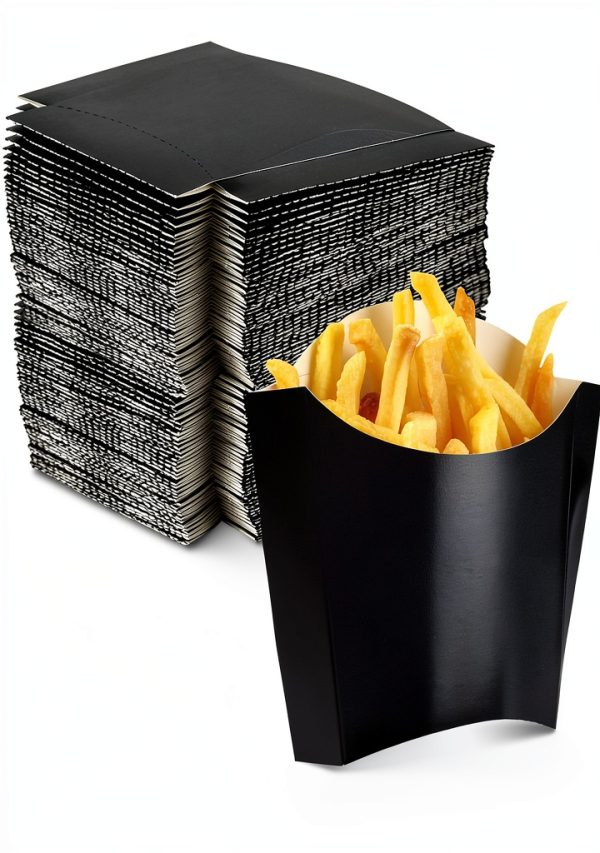 French Fry Box DOSTATNI 200 Pack Black 4oz Kraft Disposable-0