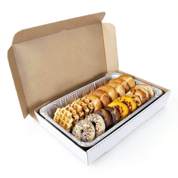 AmerCareRoyal Full Pan Corrugated Catering Box - Secure Stackable Food Delivery Container, Bakery Cardboard Food Storage Boxes, 21” x 13” x 3”, White, Case of 50-4