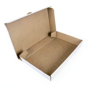 AmerCareRoyal Full Pan Corrugated Catering Box - Secure Stackable Food Delivery Container, Bakery Cardboard Food Storage Boxes, 21” x 13” x 3”, White, Case of 50-0