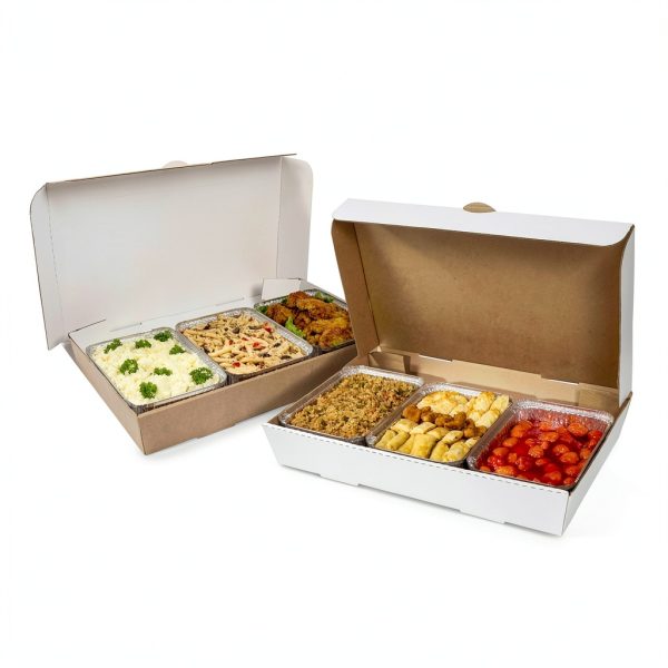 AmerCareRoyal Full Pan Corrugated Catering Box - Secure Stackable Food Delivery Container, Bakery Cardboard Food Storage Boxes, 21” x 13” x 3”, White, Case of 50-2