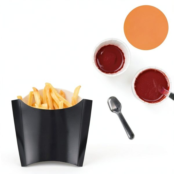 French Fry Box DOSTATNI 200 Pack Black 4oz Kraft Disposable-2