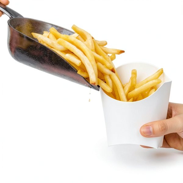 ZILAMGOO 50 Pack 4oz French Fry Containers, White Disposable Paperboard French Fries Holder Cups for Fries, Onion Rings, Snacks, Crackers – Stackable French Fry Cups for Parties & Takeout-2