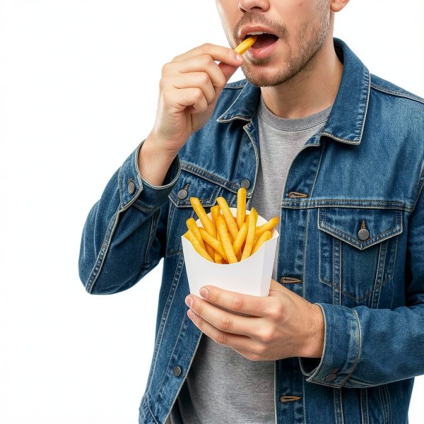 ZILAMGOO 50 Pack 4oz French Fry Containers, White Disposable Paperboard French Fries Holder Cups for Fries, Onion Rings, Snacks, Crackers – Stackable French Fry Cups for Parties & Takeout-8